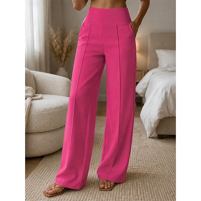 Pantalon de jogging femme taille haute jambes larges