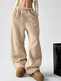 Pantalon en molleton pelucheux à jambes larges, Style décontracté facile