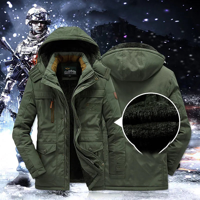 Parka d'hiver rembourrée et isolée pour homme avec capuche et bordure en fourrure