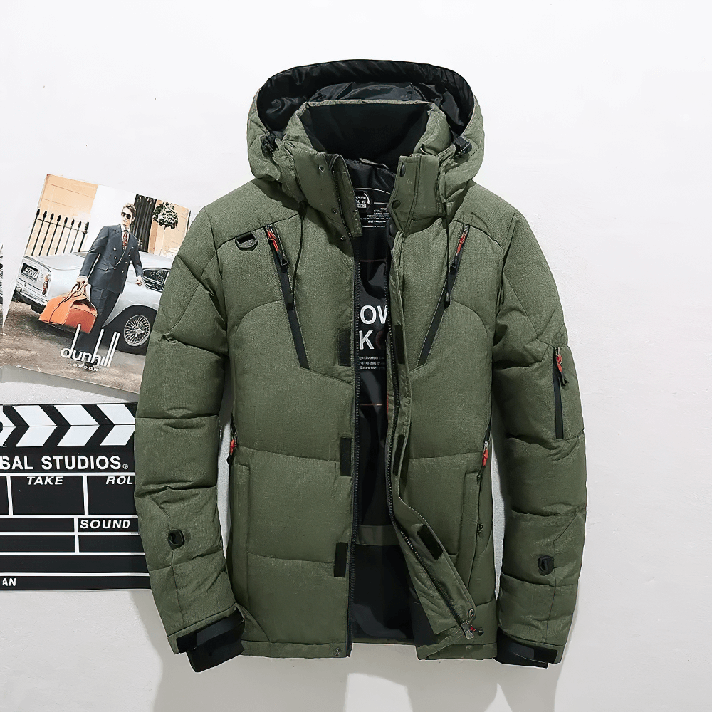 Parka en duvet épaisse à capuche pour homme, Veste thermique d'hiver