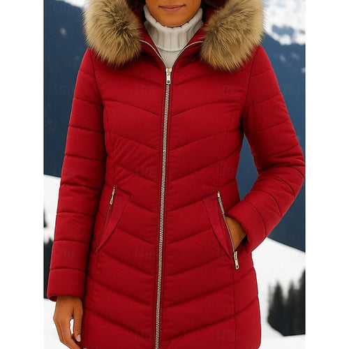 Parka matelassée longue à capuche pour femme, Veste d'hiver