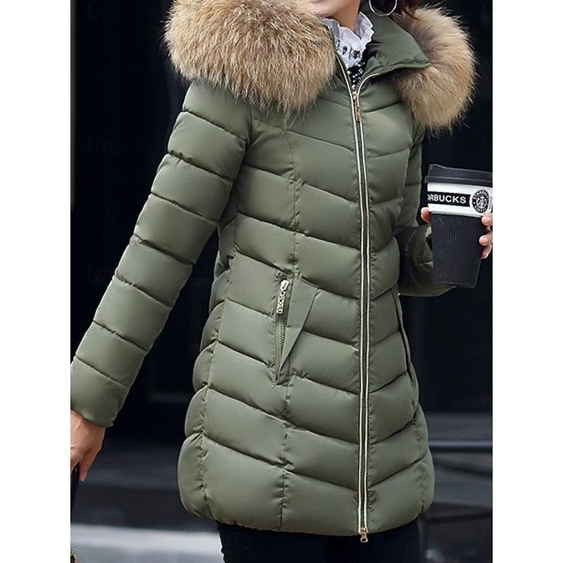 Parka matelassée longue à capuche pour femme, Veste d'hiver