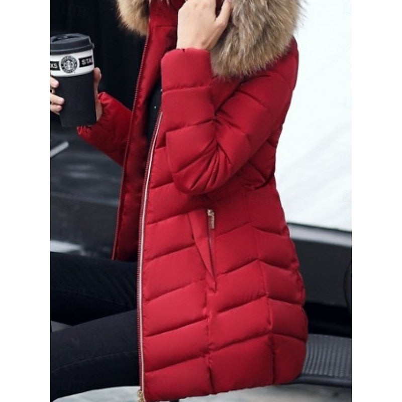 Parka matelassée longue à capuche pour femme, Veste d'hiver