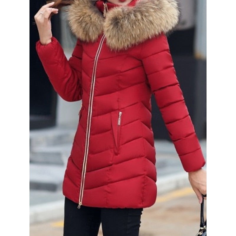 Parka matelassée longue à capuche pour femme, Veste d'hiver