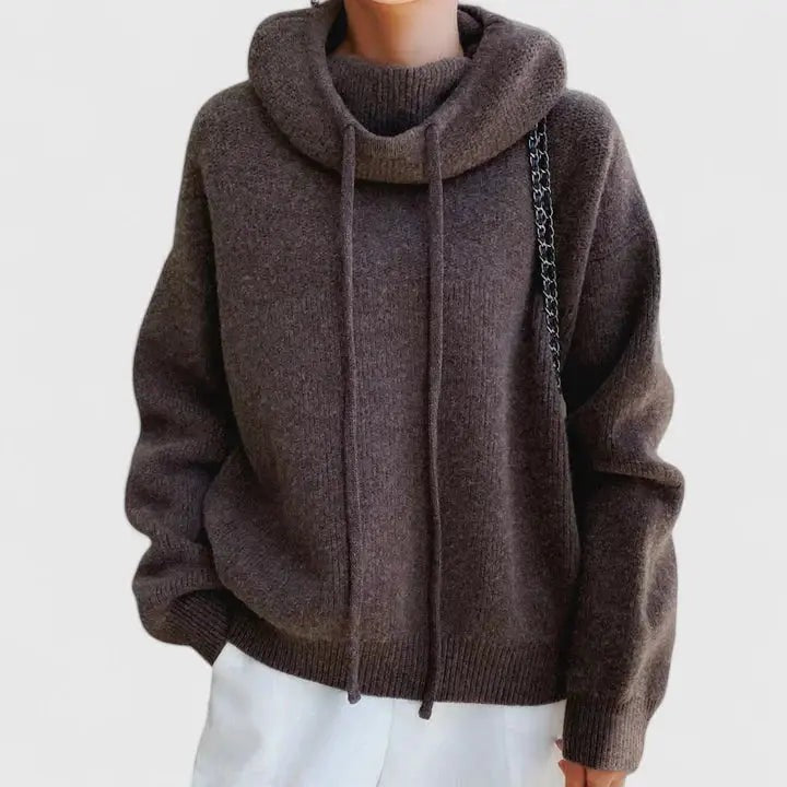 Pull à capuche femme oversize en maille