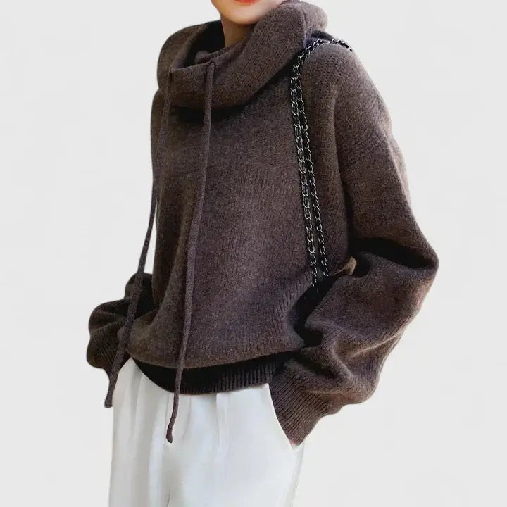 Pull à capuche femme oversize en maille