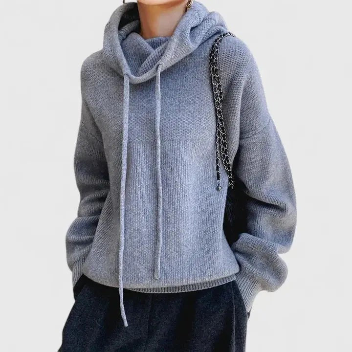 Pull à capuche femme oversize en maille