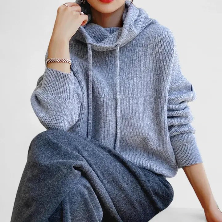 Pull à capuche femme oversize en maille
