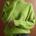 Pull à col roulé texturé à motif losange pour femme