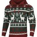 Pull de Noël à capuche motif renne pour homme, Pull moche de Noël