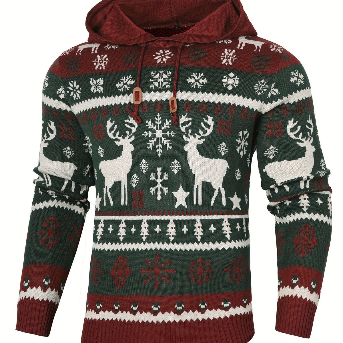 Pull de Noël à capuche motif renne pour homme, Pull moche de Noël