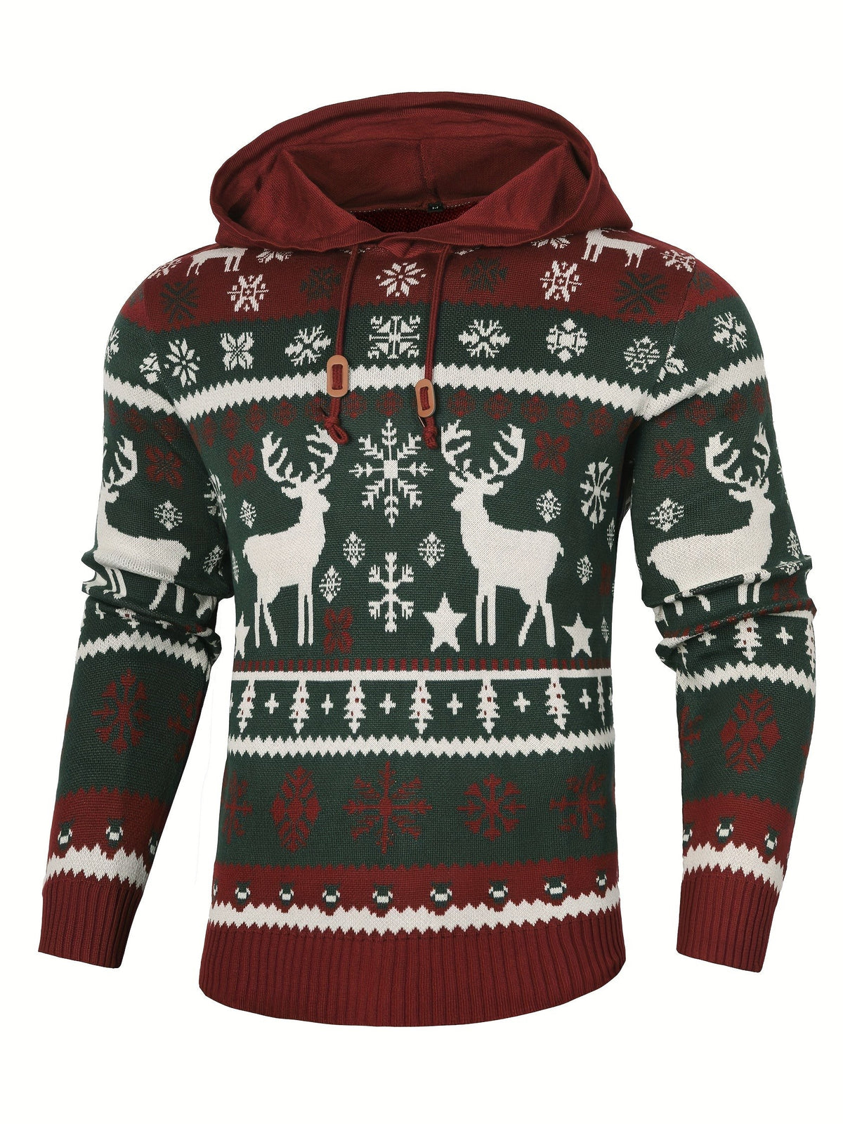 Pull de Noël à capuche motif renne pour homme, Pull moche de Noël
