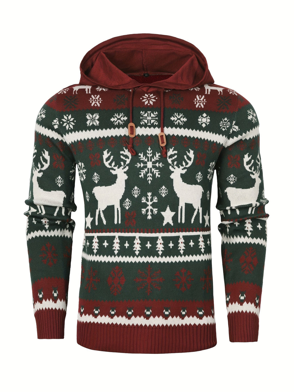 Pull de Noël à capuche motif renne pour homme, Pull moche de Noël