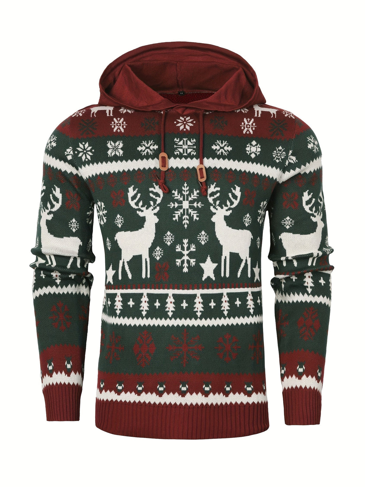 Pull de Noël à capuche motif renne pour homme, Pull moche de Noël