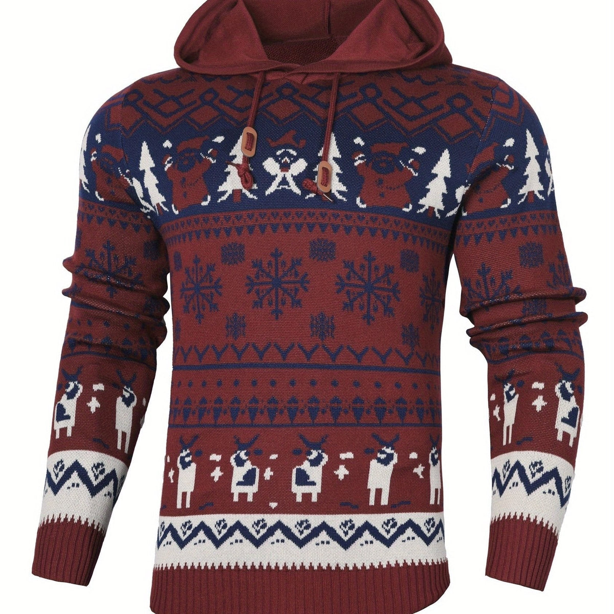 Pull de Noël à capuche motif renne pour homme, Pull moche de Noël
