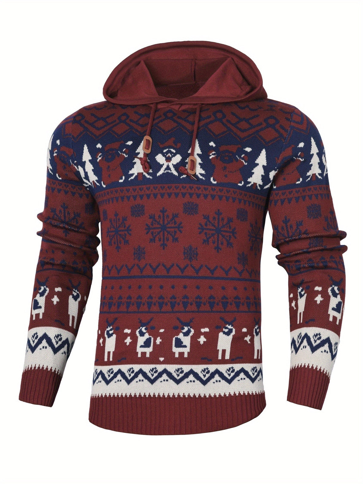 Pull de Noël à capuche motif renne pour homme, Pull moche de Noël