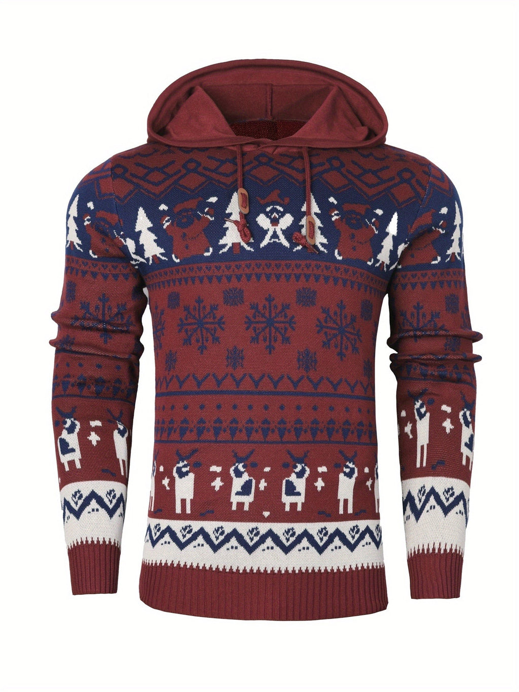 Pull de Noël à capuche motif renne pour homme, Pull moche de Noël