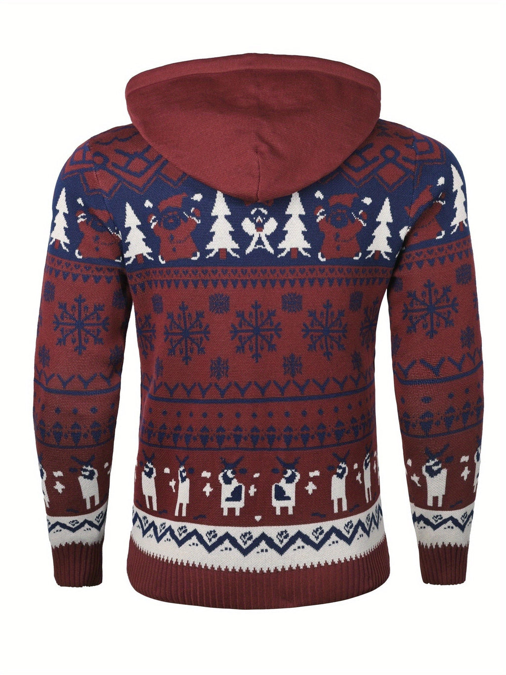 Pull de Noël à capuche motif renne pour homme, Pull moche de Noël