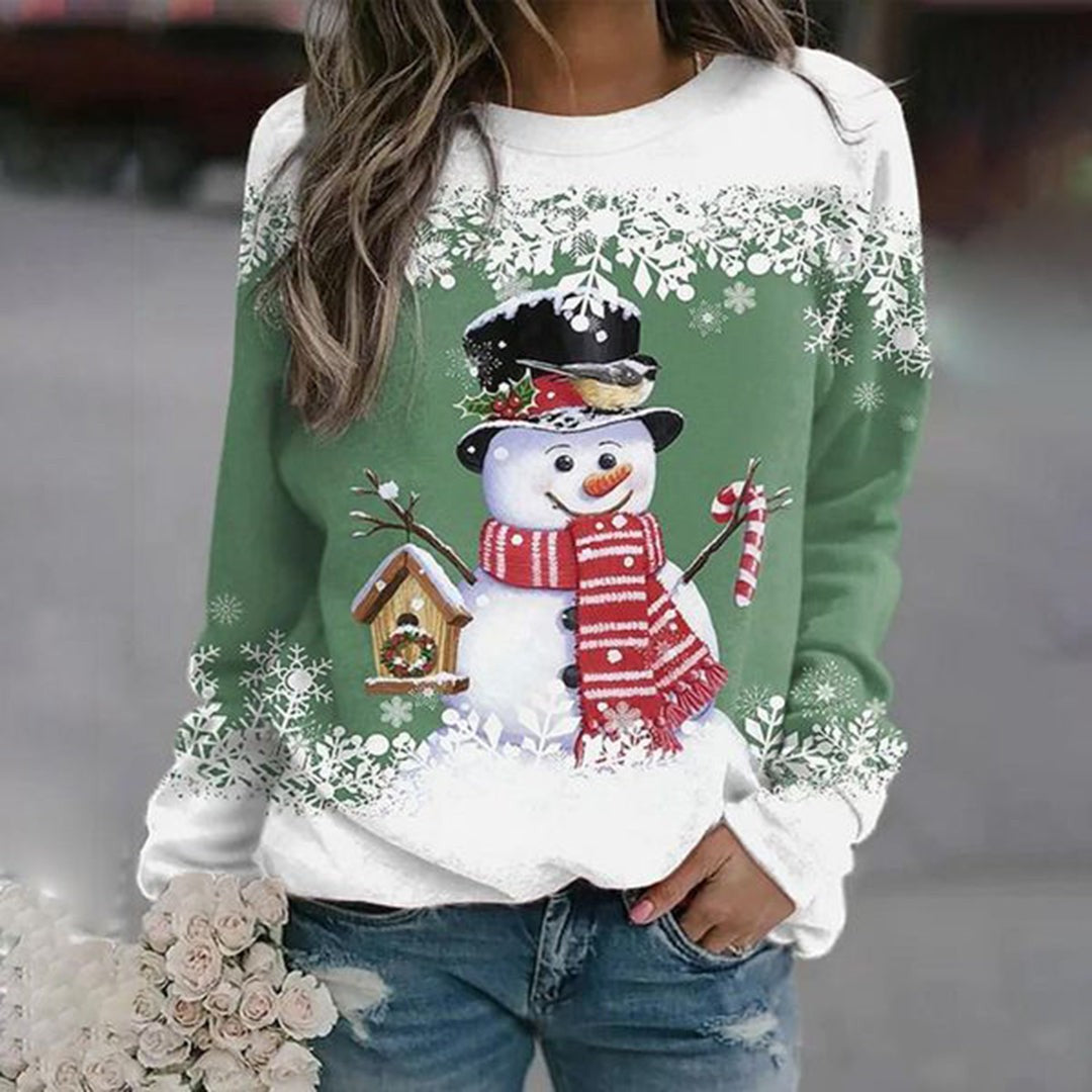 Pull de Noël à motif bonhomme de neige pour femme