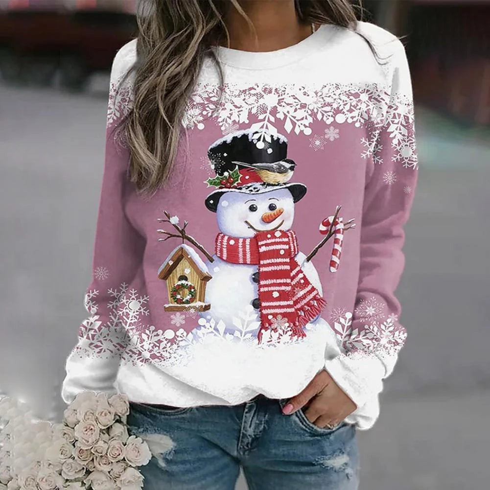 Pull de Noël à motif bonhomme de neige pour femme