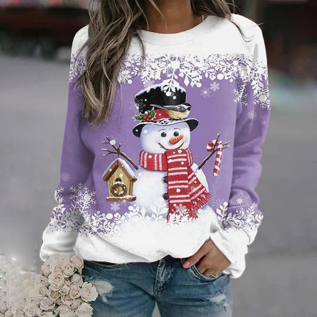 Pull de Noël à motif bonhomme de neige pour femme