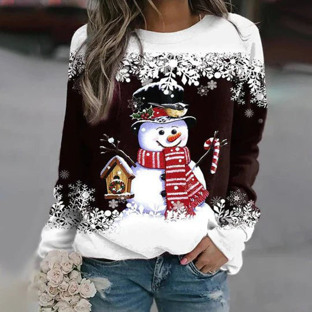 Pull de Noël à motif bonhomme de neige pour femme