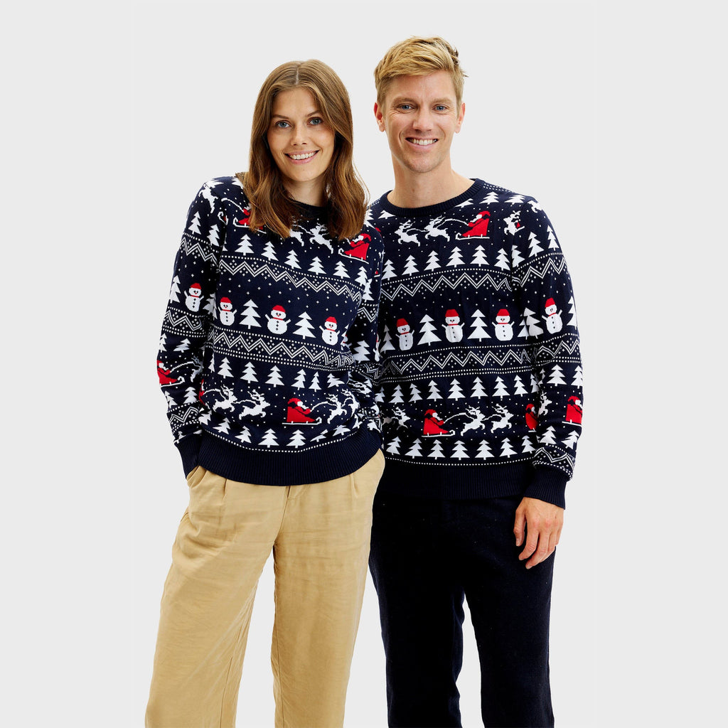 Pull de Noël élégant bleu marine pour homme