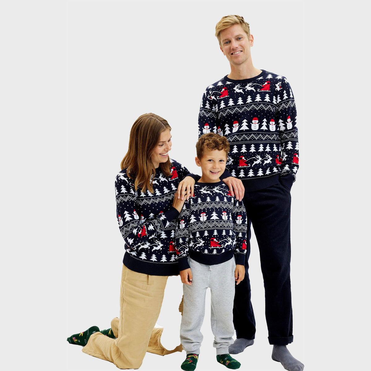 Pull de Noël élégant bleu marine pour homme