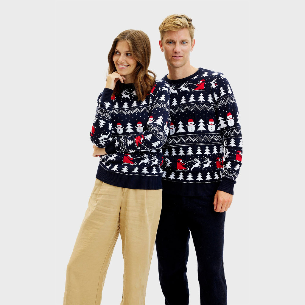 Pull de Noël élégant bleu marine pour homme
