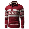 Pull de Noël en maille zippé pour homme, Vêtements d'hiver
