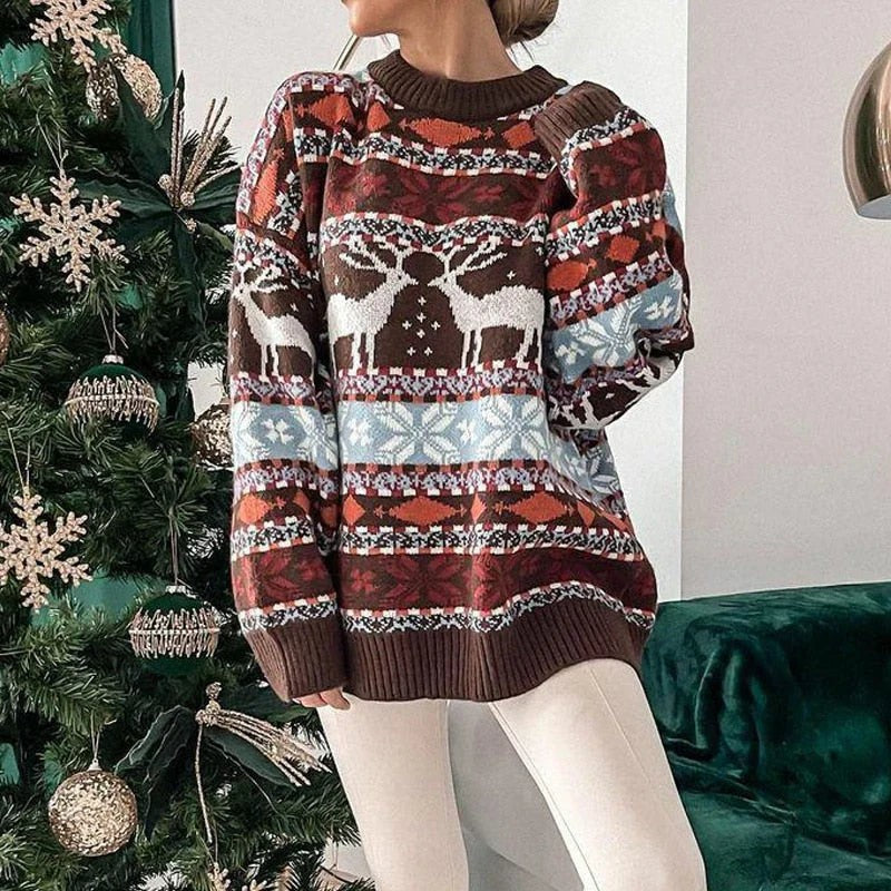 Pull de Noël femme à motif de renne