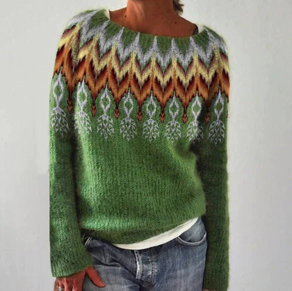 Pull de Noël femme à motif nordique pour l'hiver