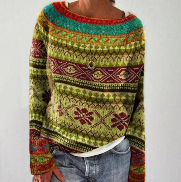 Pull de Noël femme à motif nordique pour l'hiver
