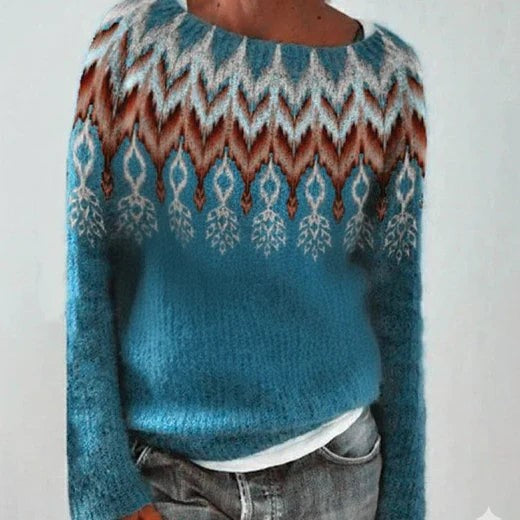 Pull de Noël femme à motif nordique pour l'hiver