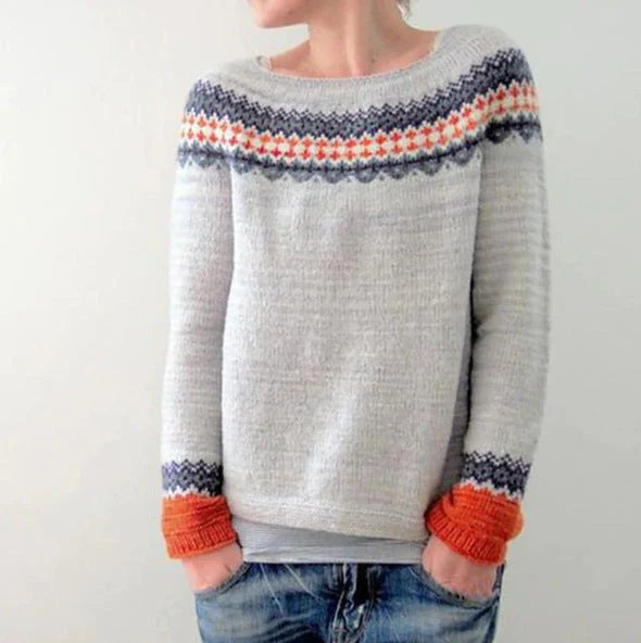 Pull de Noël femme à motif nordique pour l'hiver