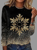 Pull de Noël femme avec flocons de neige dorés