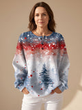 Pull de Noël femme en tricot gaufré motif sapin à manches longues
