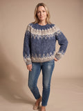 Pull de Noël femme en tricot jacquard nordique à col rond