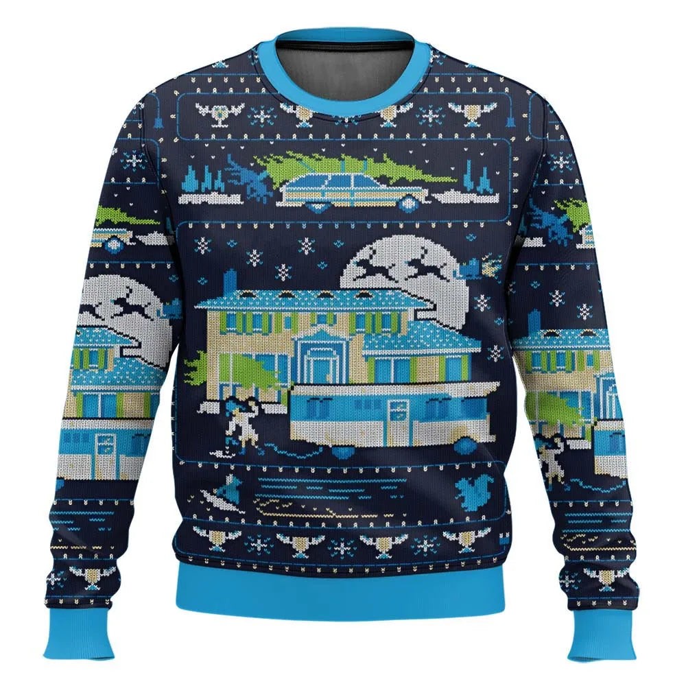 Pull de Noël homme, motif ski amusant