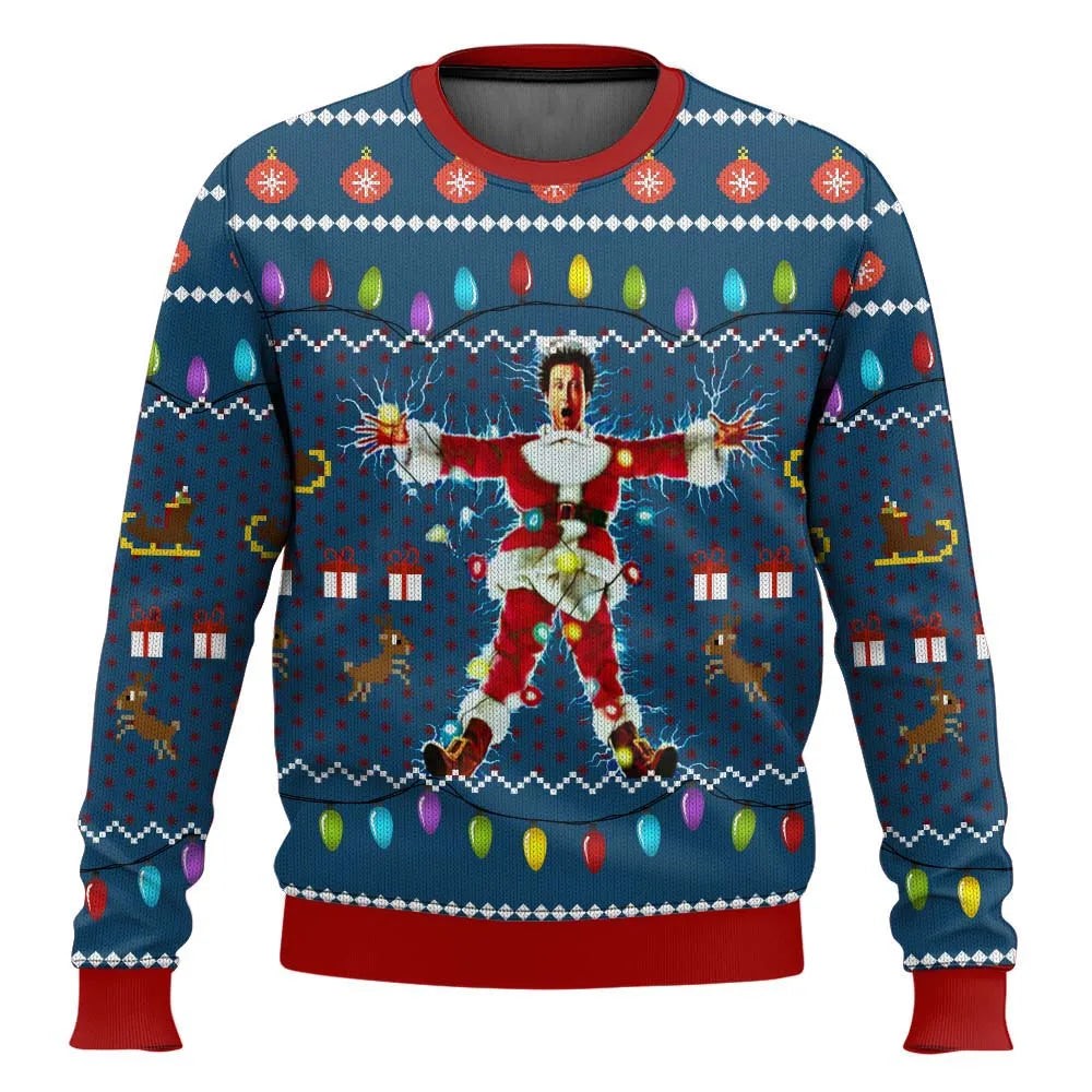 Pull de Noël homme, motif ski amusant