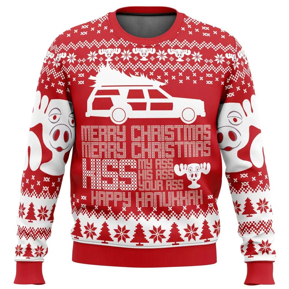 Pull de Noël homme, motif ski amusant