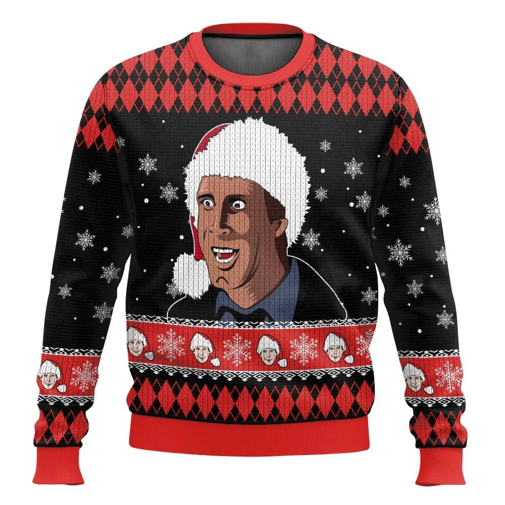 Pull de Noël homme, motif ski amusant