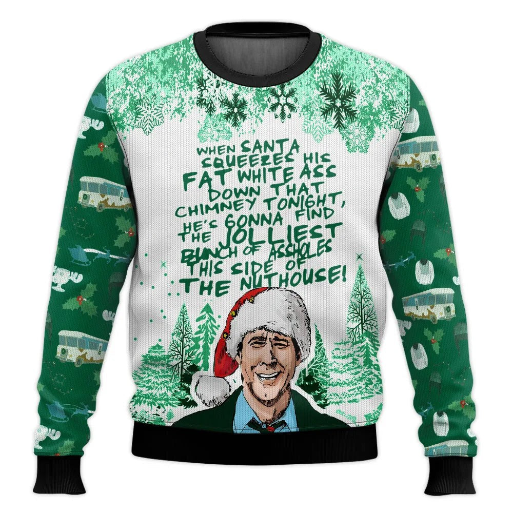 Pull de Noël homme, motif ski amusant