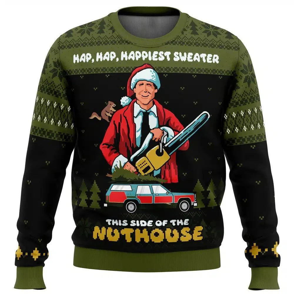 Pull de Noël homme, motif ski amusant