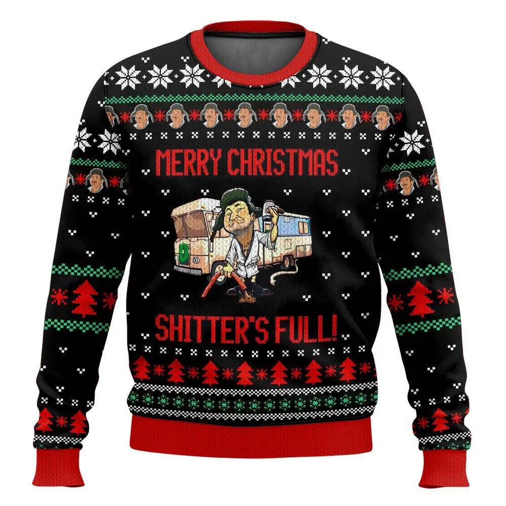 Pull de Noël homme, motif ski amusant