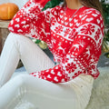Pull de Noël moche à motifs flocons et rennes pour femme, Pull des fêtes