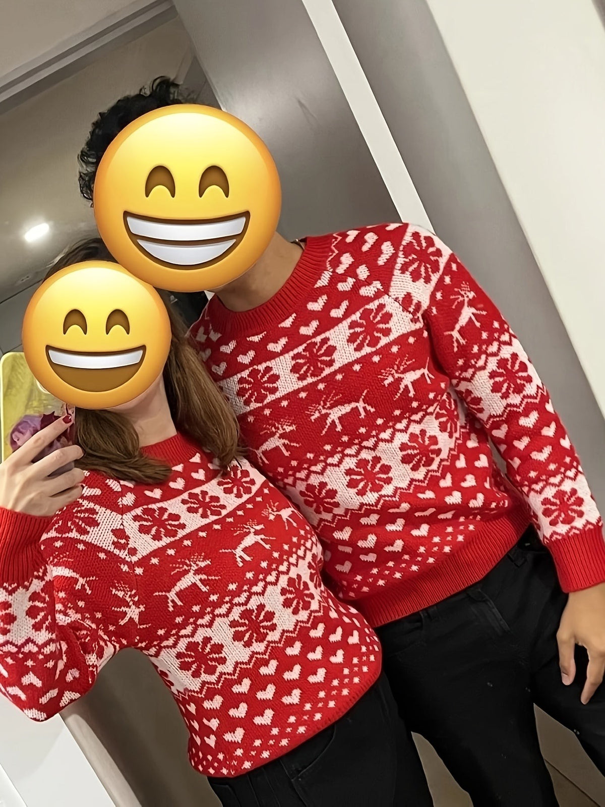 Pull de Noël moche à motifs flocons et rennes pour femme, Pull des fêtes