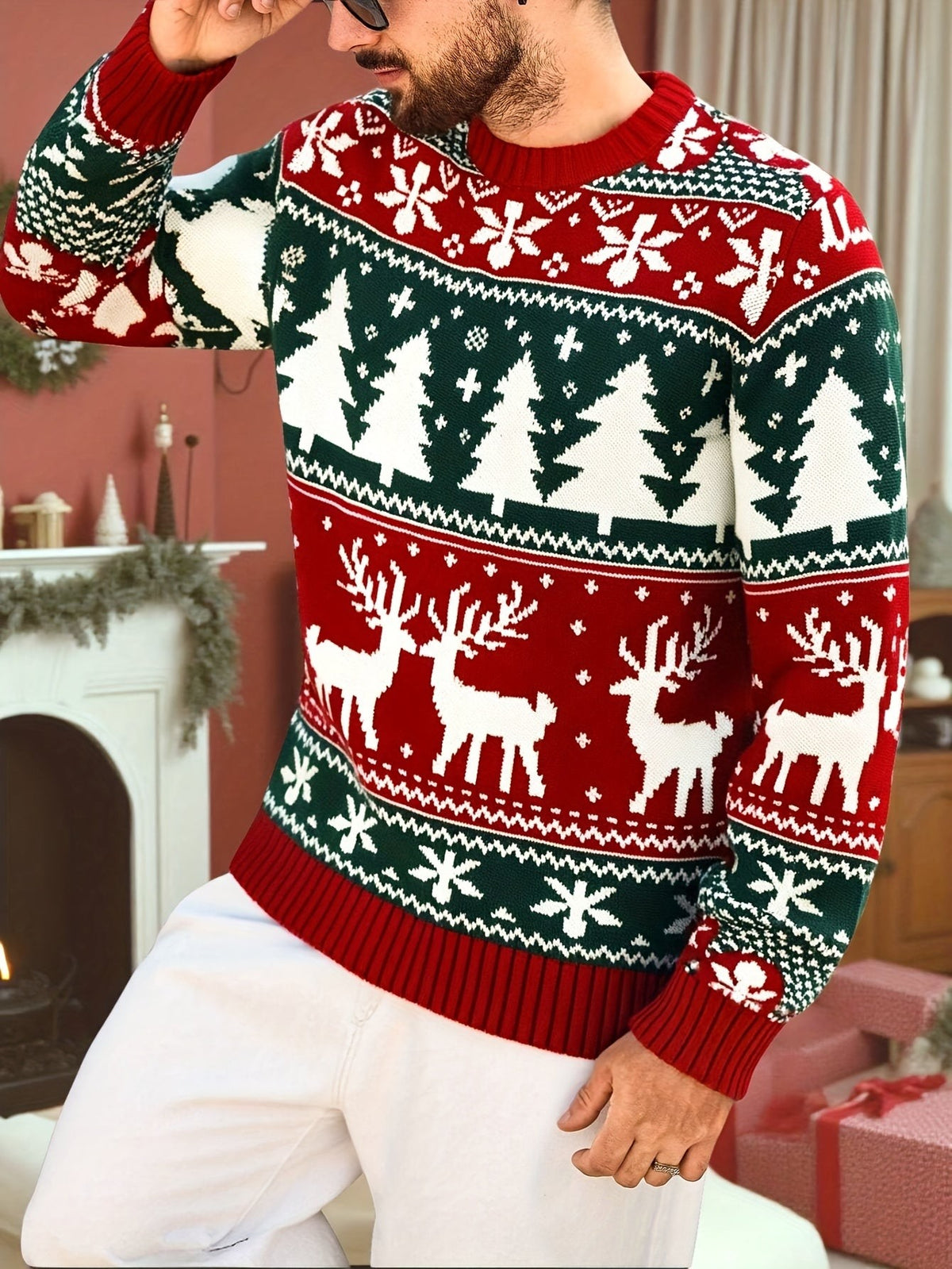 Pull de Noël moche pour homme, Motif renne