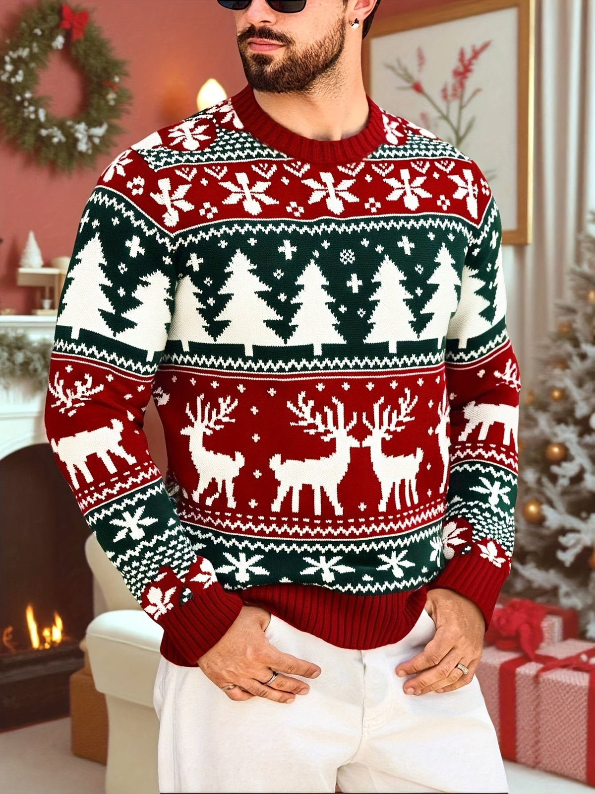 Pull de Noël moche pour homme, Motif renne