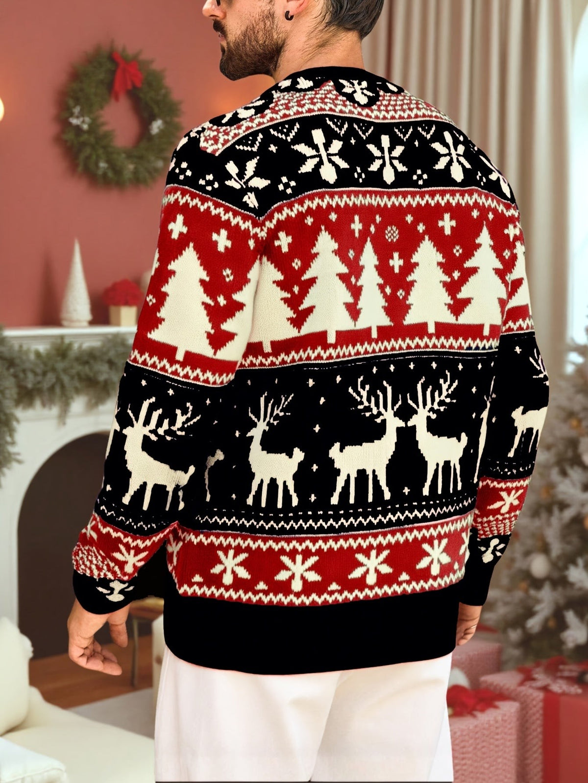 Pull de Noël moche pour homme, Motif renne
